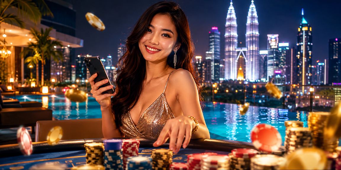 Pemain poker menerima rebat bonus dalam talian dari platform Malaysia di Petaling Jaya